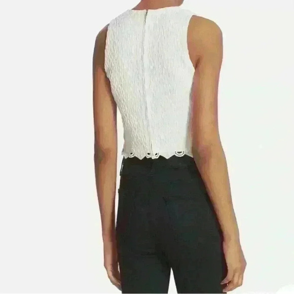 Rebecca Taylor “Dia” Eyelet Lace Cropped White Sleeveless Top Size 2 EUC! - Picture 5 of 12